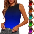 thumbnail image 2 of Vhkiploz Summer Cami Shirt for Women Gradient Color Crew Neck Sleeveless Tank Top Vacation Casual Loose Camisole Blouse, 2 of 5