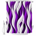thumbnail image 2 of Purple White Moire Waterproof Fabric Shower Curtain, Modern Abstract Art Waterproof Fabric Shower Curtain for Bathroom Curtains Bathtubs Hotel Washable Shower Curtains with 12 Hooks Long 72x78in, 2 of 8