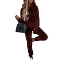 thumbnail image 1 of UKAP Ladies Jogger Set Long Sleeve Sweatsuits Drawstring Two Piece Outfit Casual Running Tracksuit Sets Burgundy L, 1 of 8