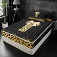 thumbnail image 2 of meiyoeat Cheetah Pattern Monogram T Zipper Full Size Comforter Sets with Fitted Sheet and 2 Pillowcases,Fashion Leopard Print Letter Design Zipper Bedding Set For Girl,Black Reversible,4 Pieces, 2 of 7