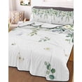 thumbnail image 3 of Quilts Twin Size Bedding Set, Sage Green Eucalyptus Leaves Lightweight Quilted Comforter, Spring Floral Weeping Botanical Soft Bedspread Coverlet with Pillow Covers for All Season, 68" x 86", 3 of 7