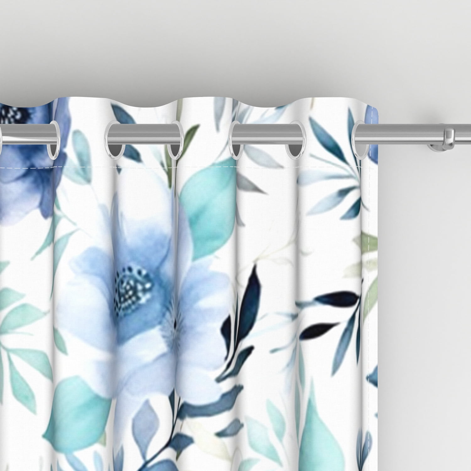 Aofoto Floral Leaf Print Blackout Grommet Curtain for Living Room/Bedroom, 2 Panel, 42"x96", Multicolor