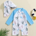 thumbnail image 2 of LIIPEE Boys Swimwear Summer New Fashion Long Sleeve Ocean Animal Printed Round Neck Zipper Romper Swimsuit With Cap Girl Leisure Beach Beachwear,Blue,6-12 Months, 2 of 7