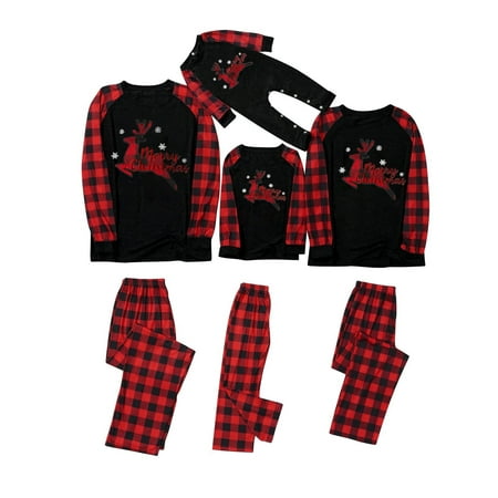

Dadaria Matching Pajamas for Family Christmas Parent-child Set Plaid Print HomeWear Pajamas Two-piece Child Set Red Kids 8T