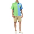 thumbnail image 2 of Lars Amadeus Men's Shirts Short Sleeve Summer Cotton Patchwork Button Down Shirts M Blue Green, 2 of 5