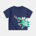 thumbnail image 2 of shoper Boys Shirts Back to School Shirts Dinosaur Print Short Sleeve T-Shirts Casual Back To School Shirt Boys' Tops, Tees & Shirts Navy 120, 2 of 3