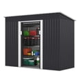 thumbnail image 6 of 4.2 x 9.1 Ft Outdoor Garden Storage Shed, Yard Storage Metal Tool with Lockable Doors Vents, Storage House for Patio, Lawn, Backyard,Dark Gray, 6 of 7