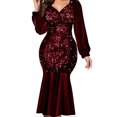 thumbnail image 1 of Women's Sexy Long-Sleeved Dress Fashionable Elegant Temperament Slim Fit Dress for Women Holiday Outdoor Wear, 1 of 4