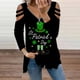 thumbnail image 3 of Gibobby Túnica holgada para mujer, camisetas informales de verano, camiseta Floral de manga cuartos con cuello redondo, blusa con abertura lateral holgada con estampado de flores（Negro， XL), 3 of 4