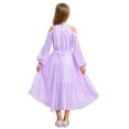 thumbnail image 2 of inhzoy Kids Girls Long Sleeve Junior Bridesmaid Dresses Halter Off Shoulder Wedding Flower Girl High-Low Dress Light Purple 8, 2 of 7