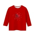 thumbnail image 5 of Bpmpbo Girls' 3/4 Sleeve Heart Print T-Shirt Comfortable Loose-Fit Round Neck Top Casual Pullover Blouse for Everyday Wear, 5 of 5
