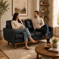 thumbnail image 2 of SESSLIFE 65" Loveseat Sofa, Mid Century Modern 2 Seater Loveseat Couch with Foil Fabric, Small Couch with Solid Wood Legs for Living Room, Bedroom, Apartment, Black, 2 of 8