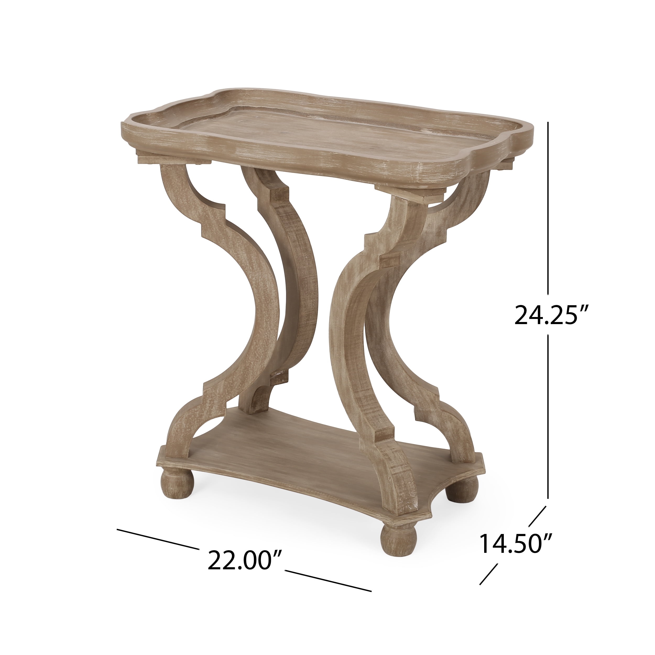 Noble House Ariyaan Fir Wood Accent Table, Distressed White, Natural