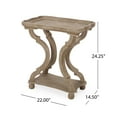 thumbnail image 6 of Noble House Ariyaan Fir Wood Accent Table, Distressed White, Natural, 6 of 7