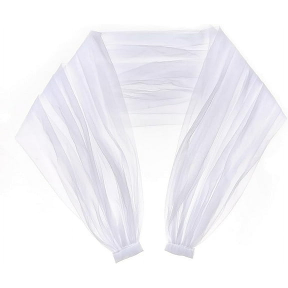 Detachable Tulle Sleeves 50mm Wide Ivory Lace Semi Sheer Puffy Sleeves Dress Costume Accessory