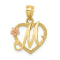 thumbnail image 1 of 14k Two Tone Gold Heart Dainty Letter M Initial Name Monogram Necklace Charm Pendant Love, 1 of 6