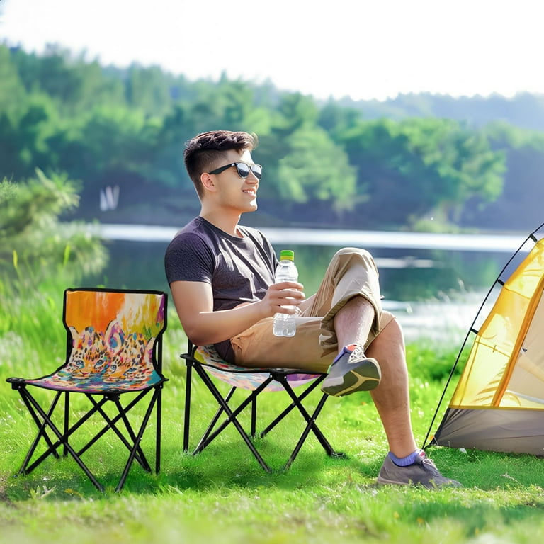 BZSMCE Camping Chairs Modern Enchanted Sunflower Roses Pattern