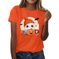 thumbnail image 2 of Yeaiivve Cute Tunic Tops for Women Halloween Cartoon Ghost Printed Graphic Tees Loose Fit Casual Holiday T-Shirts Soft Comfy Crewneck Pullover M, 2 of 7