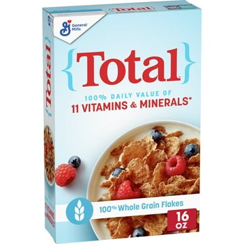Total Breakfast Cereal, 100% Daily Value of 11 s, Whole Grain Flakes, 16 oz
