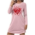 thumbnail image 2 of Mifsaly Long Sleeve Nightgowns for Women Romantic Hearts Print T Shirts Dresses Comfortable Home Everyday Sleepwear Dress XXL, 2 of 6