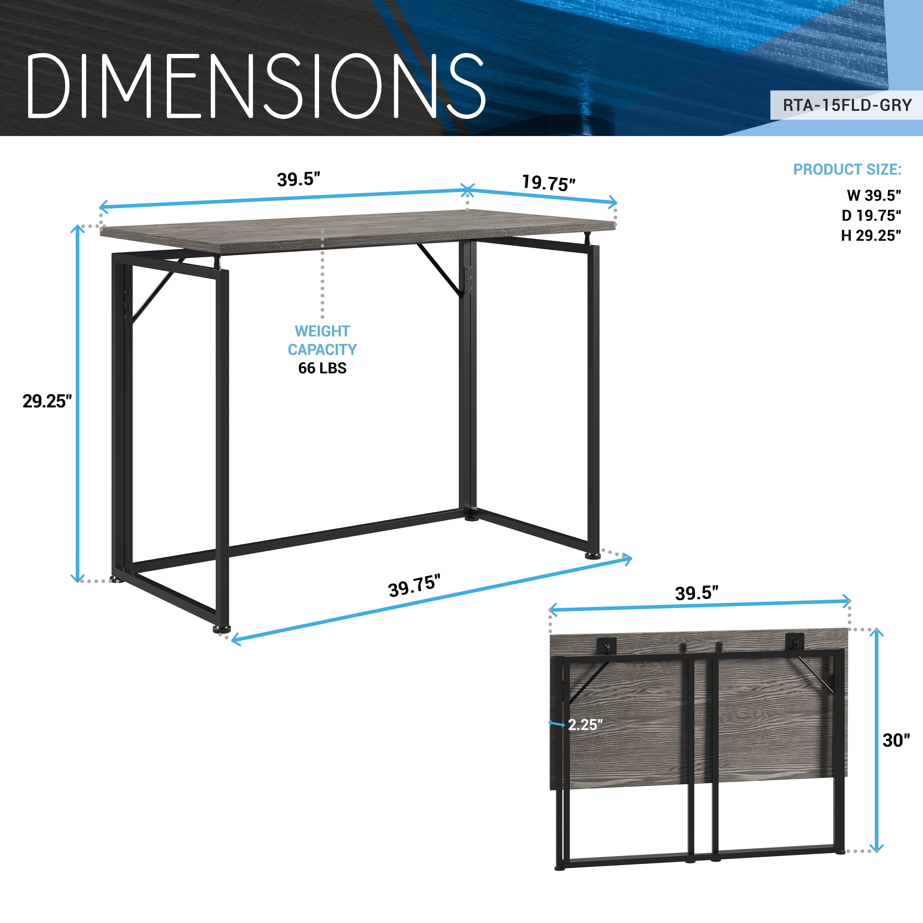 Space Saving Folding Desk, Steel Frame No Assembly Foldable Workstation, Portable Collapsible Computer Desk for Bedroom Dorm Small Spaces