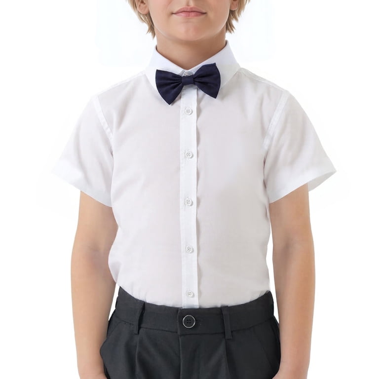 LittleSpring Toddler Boys White Button-Down Shirt Short Sleeve Dress Shirt with Bow Tie Uniform Solid 2T - Walmart.com LittleSpring Toddler Boys White Button-Down Shirt Short Sleeve Dress Shirt with Bow Tie Uniform Solid 2T - Walmart.com