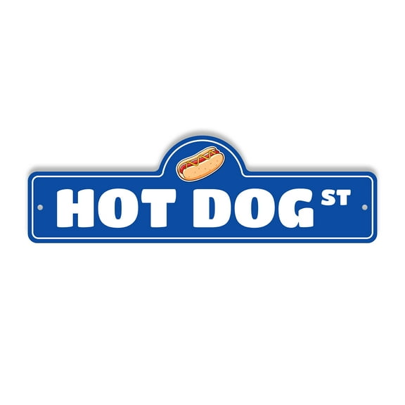 Hot Dog Plastic Street Sign - 6 Inch X 18 Inch Gift Food Meal Snack Barbecue Lunch Dinner Party Festival Grilled American Fun