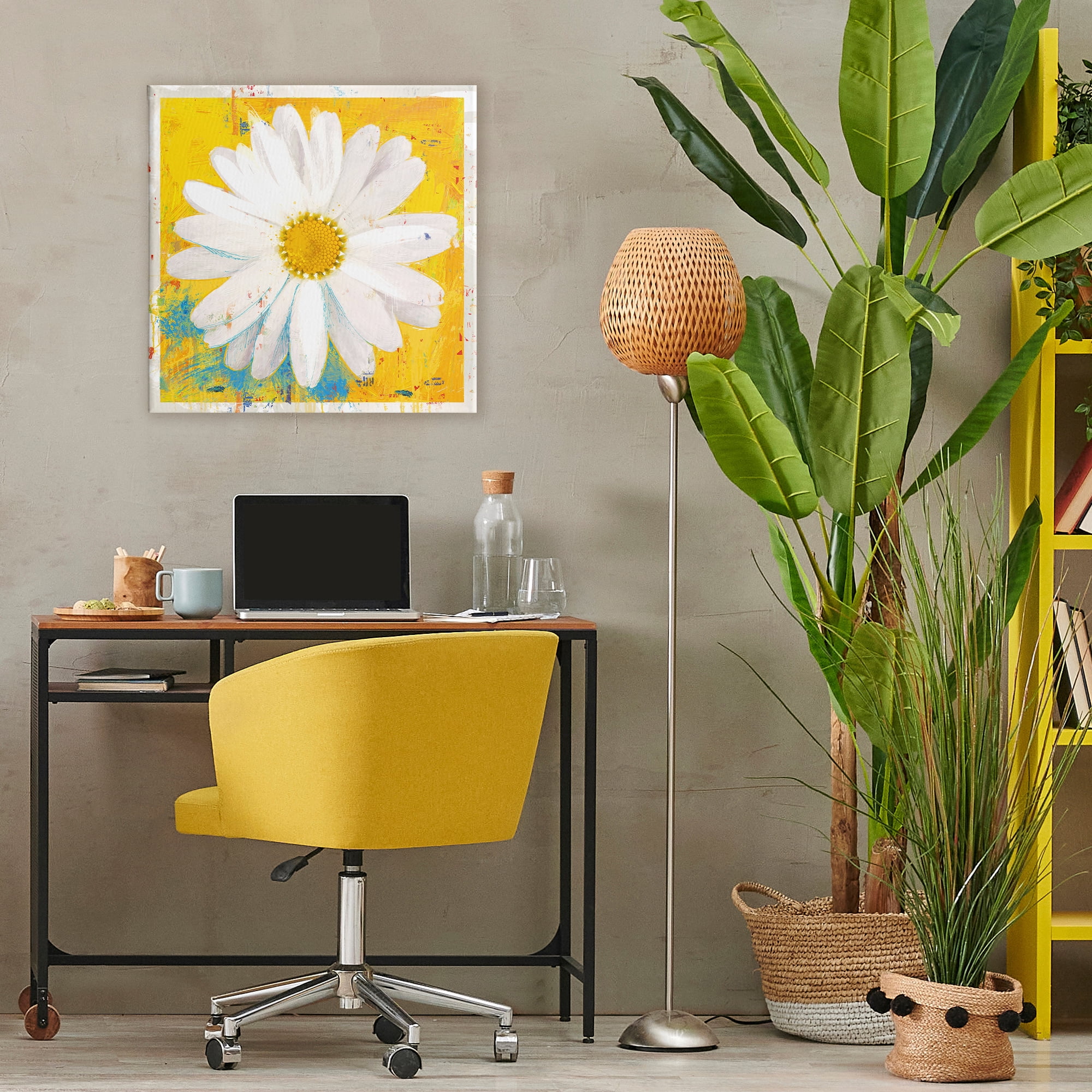 Stupell Industries Violet's Daisy on Yellow Canvas Wall Art, design by Porter Hastings