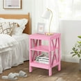 thumbnail image 2 of VECELO Nightstand End Table with 3-tier Storage Shelf for Living Room/Bedroom/Office, Pink, 2 of 7