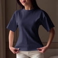 thumbnail image 3 of Diufon Cinched Waist Tops for Women Dressy Casual Dolman Sleeve Crewneck Shirts Summer Solid Color Basic Tees, 3 of 6
