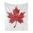 thumbnail image 1 of Leaves Soft Flannel Fleece Throw Blanket, Autumn Foliage Silhouette Grunge Effect Worn out Design Monochrome Nature, Cozy Plush for Indoor and Outdoor Use, 50" x 60", Scarlet and White, by Ambesonne, 1 of 6
