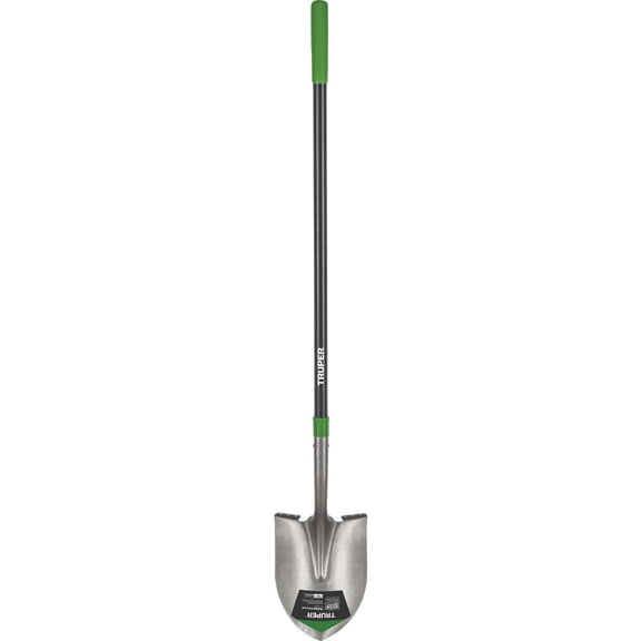 Truper Tru Tough Round Point Shovel - Reinforced Ergonomic Handle - 47-Inch — Residential Use, Standard Application