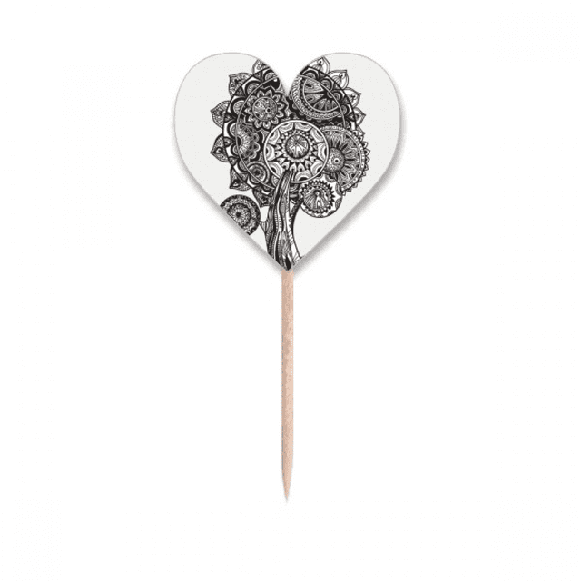Black White Flower Sunflower Toothpick Flags Heart Lable Cupcake Picks