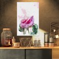 thumbnail image 1 of Pink Rose Stem with Paint Splashes - Large Floral Canvas Artwork, 1 of 3