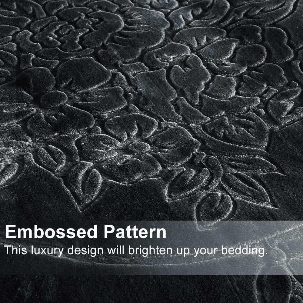 Heavy Thick Fleece Blanket King Size, 9lbs,1 Ply Silky Soft Warm Flower Embossed Raschel Winter Blanket, Minky Soft Plush Blanket for Sofa Bed, 85"x95", Dark Gray