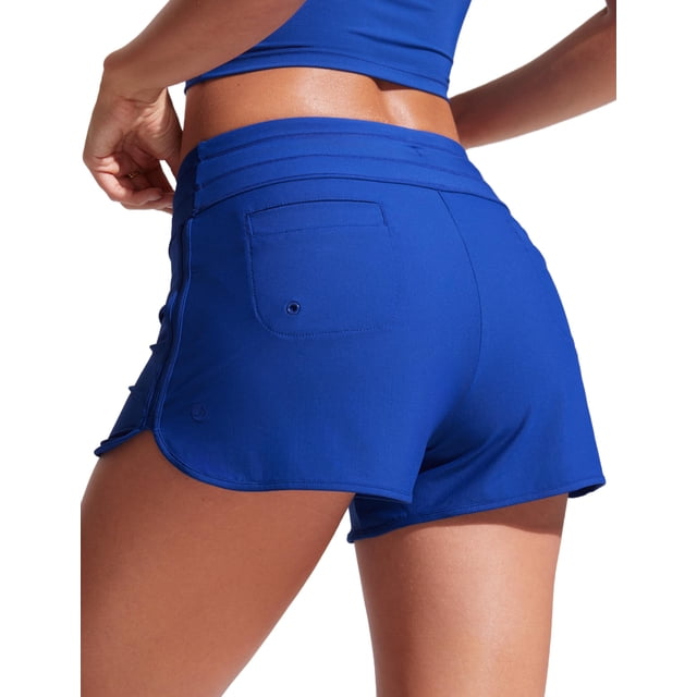 Shorts de Baño CRZ YOGA Corte Clásico Tiro Alto Azul Talle S