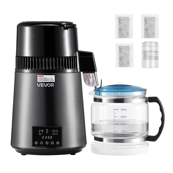 Destilador de agua VEVOR 4L 1750W con recipiente de vidrio de acero inoxidable