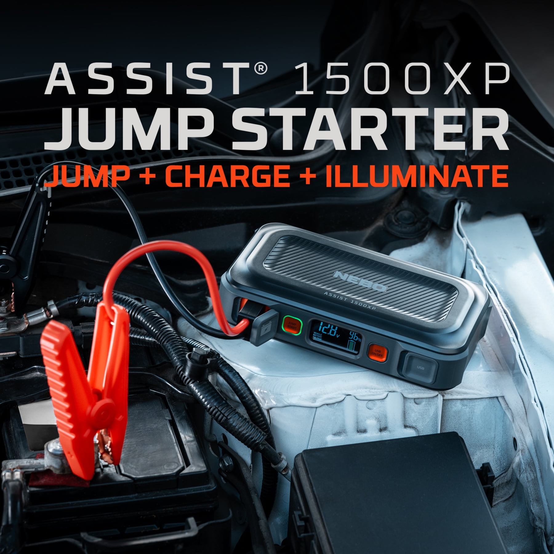 Nebo Assist 1500XP Jump Starter, 1500 Peak Amps and a Backup Power Bank