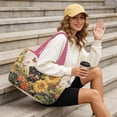 thumbnail image 4 of Pzuqiu Sunflower Yorkie Print Reversible Quilted Tote Bag for Women, Large Capacity Lightweight Pink Puffer Shoulder Handbag for Work Travel Shopping College Everyday Use, 4 of 7