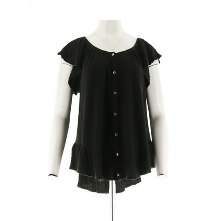 Textured Knit Top - Du Jour Button Front Textured Knit Top Ruffle A308955