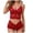 Red, variant on WHEANG Women Lace Pajamas Set Lightweight Hollow Out 2 Piece Bra Shorts Set Sheer Floral Lace Pajamas Romantic Honeymoon Sleepwear PJ Sets for Woman S Black