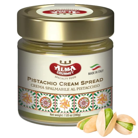 Alma Gourmet Pistachio Cream Spread, 7.05 oz (200g), Imported from Italy, Ideal for Bread, Waffles & Pastries