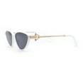 thumbnail image 3 of Womens Arrow Triangle Jewel Hinge Thin Plastic Cat Eye Designer Sunglasses White Gold - Black, 3 of 4