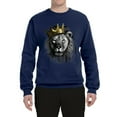 thumbnail image 2 of Wild Bobby, King Lion with Gold Crown Art, Animal Lover, Unisex Crewneck Graphic Sweatshirt, Navy, X-Large, 2 of 4