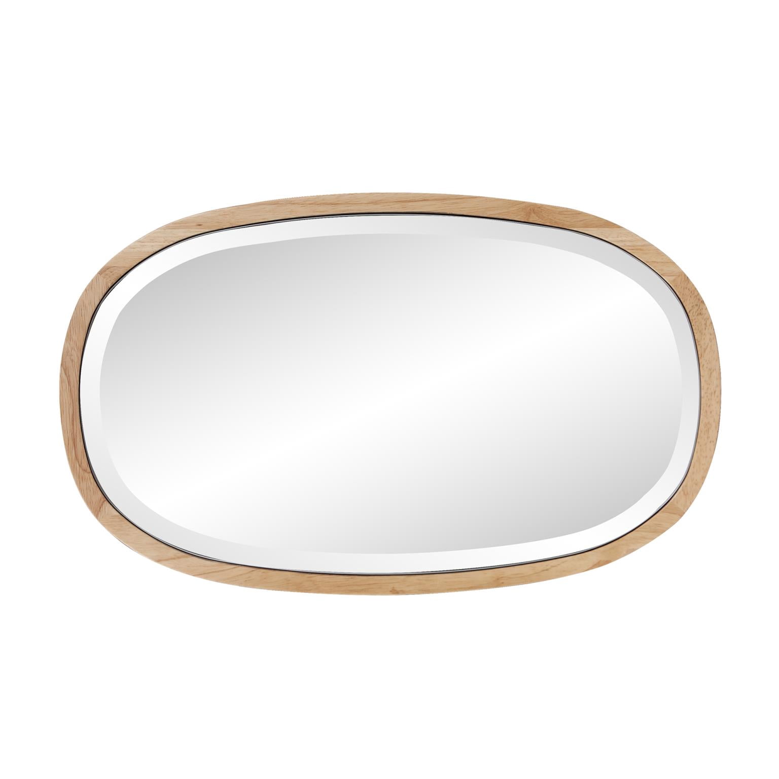 Tyler Dillon Oval Beveled Wall Mirror with Polished Wood Frame - 26"H x 15.75"W