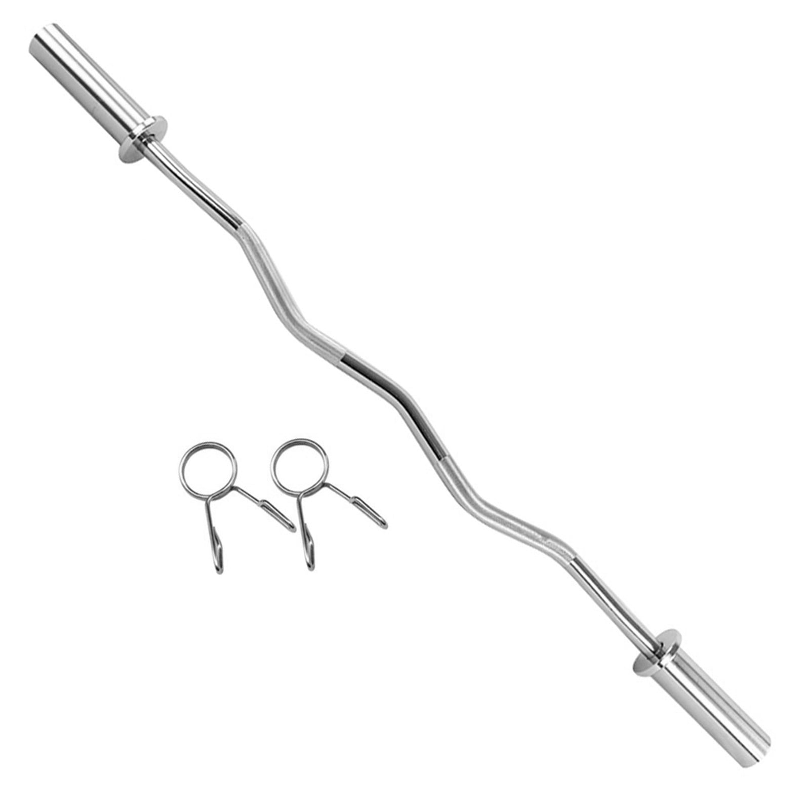 59 in Olympic Barbell Threaded Chrome Barbell Bar, Olympic Super Curl