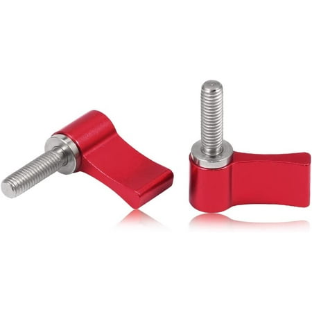 

2 Pcs Male Threading Adjustable Screw M5 17mm Red Aluminum Alloy Rotating Knob Thumb Lever with Single Wing for Camera Red