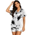 thumbnail image 2 of Womens Pajama Sets Halloween Print Buttoned Waist Set Short Sleeve Top and Shorts, 2 of 4