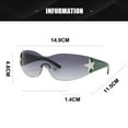 thumbnail image 2 of One-piece frameless five-pointed star Y2K sunglasses personalized sunglasses, made of PC and HD-green, 2 of 5