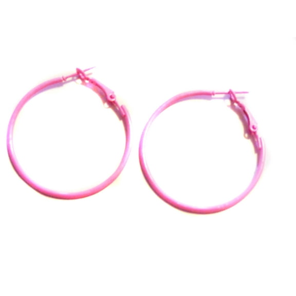Pink Hoop Earrings 1.5 inch Pastel Pink Thin Hoop